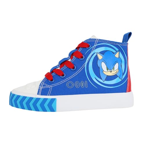 Sonic The Hedgehog Tênis de corrida para meninos tamanhos 11-4, Azul, 12 Big Kid