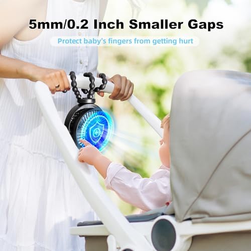PaPaFboy Mini Portable Pram Fan, Rechargeable Small Clip on Fan for Stroller, Detachable 3 Speed 360° Rotate Flexible Tripod Handheld Desk Cooling for Car Seat Crib Treadmill Travel Essentials - View 4