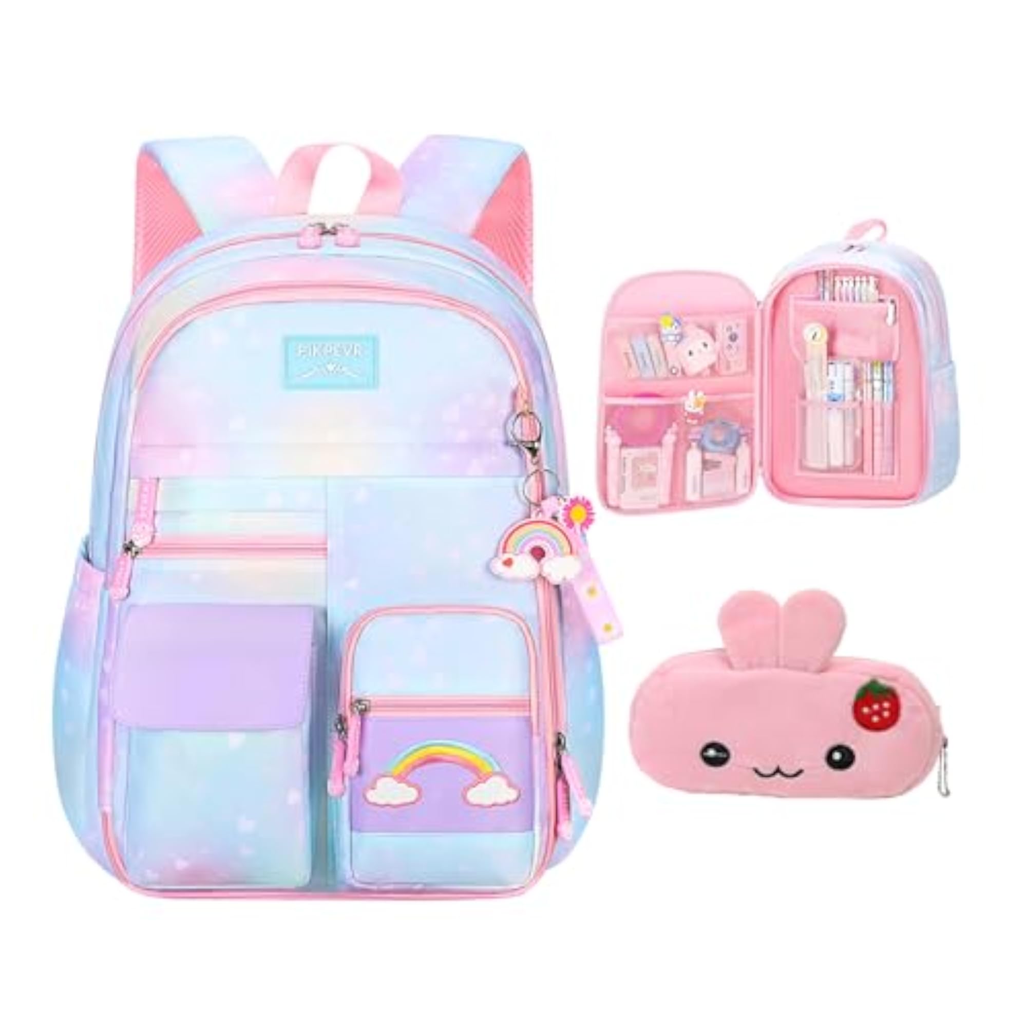 Starry Rainbow Girls Backpack, Large Capacity
