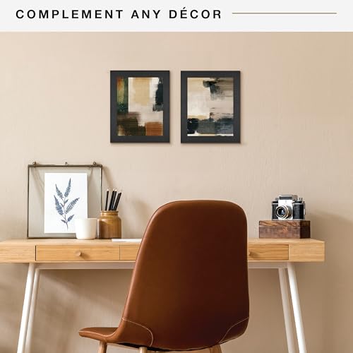 MCS Studio Gallery 8x10 Picture Frame Black Woodgrain, Vertical & Horizontal Wall Hanging & Easel for Tapletop Display, Rectangle Photo Frame for Photos, Posters & Art Prints (2-Pack)