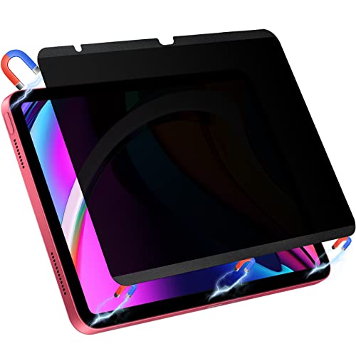 Magnetic Privacy Screen Protector for iPad 10th Gen 2022 (10.9 Inch), Removable Anti Blue Light Glare Spy Private Filter, High Sensitive Bubble-Free Easy Install Black Security Screen magnet