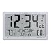 Marathon Slim Atomic Wall Clock. Jumbo Full Calendar Display. Indoor Temperature & Humidity (New Full Date Display) - CL030062-FD-GG (Graphite Grey)