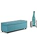 SIMPLIHOME Avalon 48 inch Wide Rectangle Lift Top Storage Ottoman Bench in Upholstered Blue Faux Leather with Large Storage Space for the Living Room, Entryway, Bedroom, Contemporary