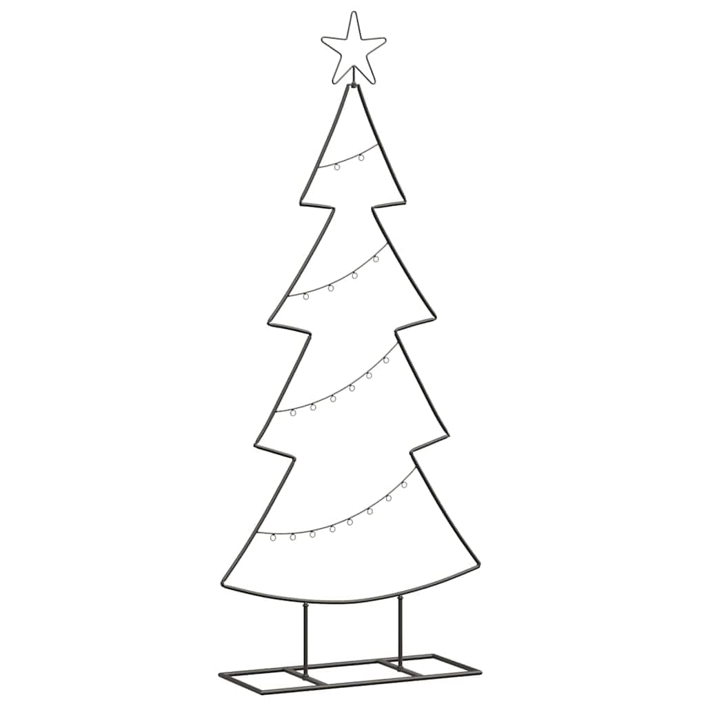 Albero Di Natale In Metallo Nero 125 Cm | Design Minimalista, Per Interno O Esterno Riparato, Base In Acciaio, Elegante Centro Moderno