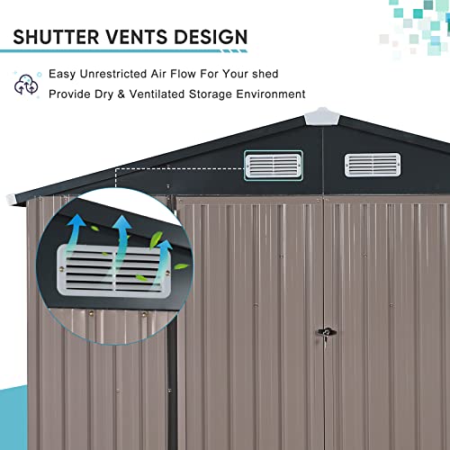 image for Verano Garden 8'x6' Outdoor Storage Shed, Galvanized Metal Steel Garde