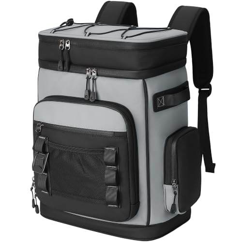 Hulongo Large Leakproof Insulated Cooler Backpack, 48Cans, 30L, Gray Black