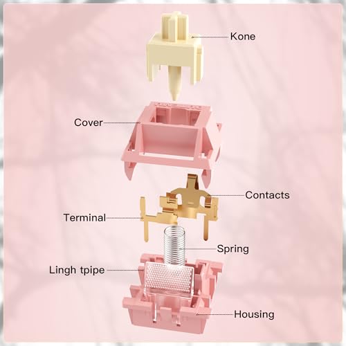 Image of Outemu Red Bean Creamy Pro Keyboard Switch with Diffuser for Mechanical Gaming Keyboard,5-Pin 40gf Linear Pre-Lubed Switches(20Pcs)