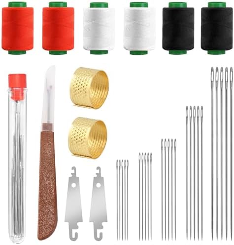 37Pcs Big Eye Steel Sewing Needles Kit, Include 25 Steel Needles, 1 Seam Sewing Thread Ripper, 2 Needle Threaders, 6 Threads, 2 Thimbles, 1 Storage Tube for Mending, Gift for Sewing Lovers