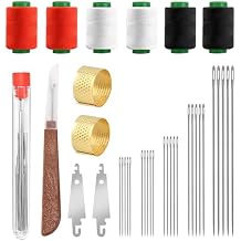 37Pcs Big Eye Steel Sewing Needles Kit, Include 25 Steel Needles, 1 Seam Sewing Thread Ripper, 2 Needle Threaders, 6 Threads, 2 Thimbles, 1 Storage Tube for Mending, Gift for Sewing Lovers