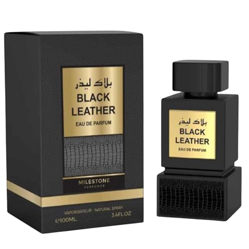 Image of Milestone Black Leather Eau De Parfum 100ML – Unisex Fragrance | Cardamom, Jasmine, Leather & Amber Notes | Bold, Smoky & Sensual Long-Lasting Perfume for Confident Personalities