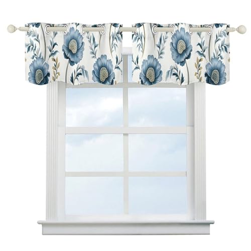 Cortinas cortas de ventana tipo Chinoiserie con cenefa de flor mogol exótica de 52 x 18 pulgadas 3