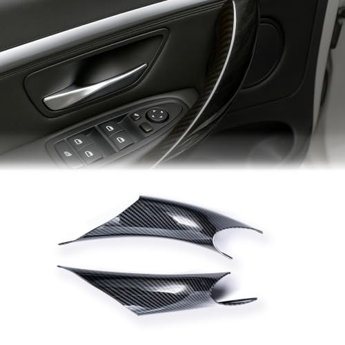 iCarPro Carbon Fiber Pattern Interior Door Pull Handle Cover for BMW F30 F31 F34 F80 3 Series 2012-2018, F32 F33 F36 F82 4 Series 2014-2020, Sticky Melting Interior Handle Fix, 2PCS