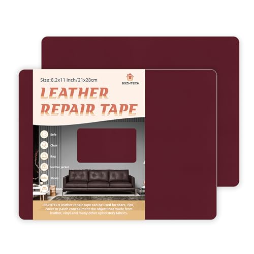 BSZHTECH Self Adhesive Leather Repair Patch Tape for Couch Sofa Wine Red