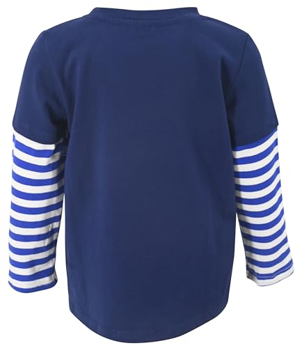 Image of Unique Baby Boys Shirts for Kids and Toddlers Striped Layered Long Sleeve with Embroidery