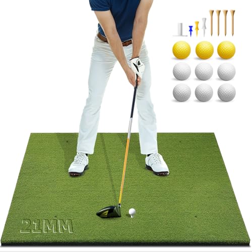 Bltend Golf Mat: 5x4ft Golf Hitting Mats Practice Outdoor/Indoor, Elite Dense Artificial Turf Matt Training Aid for Backyard/Garage/Driving Range/Simulators, Ideal Gifts for Men (21mm Thickened)