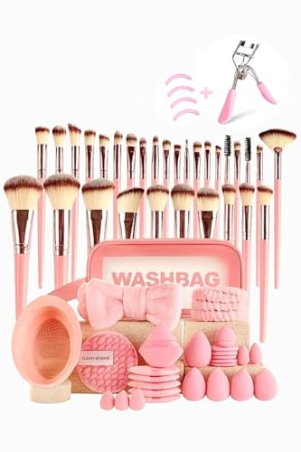 61Pcs Pink Makeup Brushes Set Professional Makeup Kit Multi-functional Makeup Tool Set with Case Facial Makeup Accessories, Foundation Makeup Brush Kit Eye and Face Make up Brushes & Tools