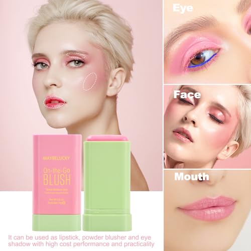 Bezavea Cosmetics Soft Glow Blushes, 3 in 1 Cream Blush for Lip, Cheek and Eye, Long-lasting, Matte, Waterproof Lightweight Blush Stick, Create a Natural and Vibrant Make Up (1#shy pink) - Image 6