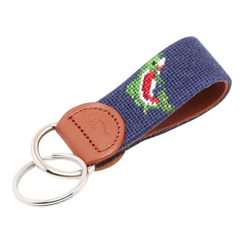 Image of Leather Hand-Stitched Needlepoint Key Fob or Key Chain