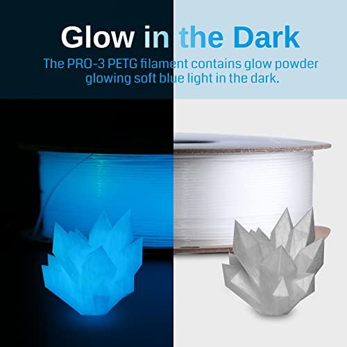 Filamento PETG Glow-in-the-Dark Azul 1.75 mm - 1 kg, +/- 0.02 mm de Precisión Dimensional - Fernando Cortés