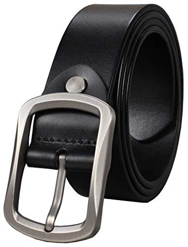 Bullko Men's 100% Casual Genuine Leather Dress Belt, Black, Size 36 Inch #TOP2