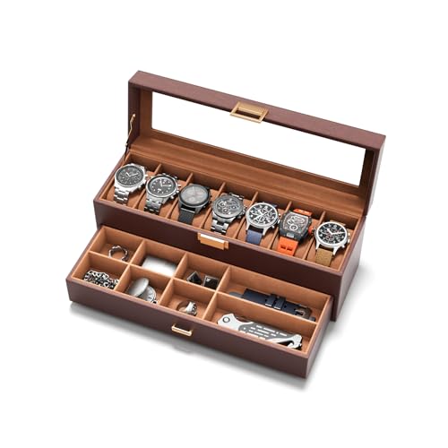 7-Slot Watch Case with Jewelry Drawer