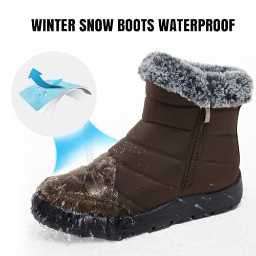 SHIBEVER Winter Boots For Women Snow: Warm Fur Lined Waterproof Ankle Boots - Outdoor Walking Non Slip Booties4