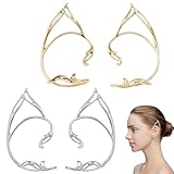 2 Paar Elfenohren Earcuffs Gold – Filigrane Elfen Ohrclips ohne Ohrlöcher, Elegante Elfenohren für Erwachsene & Damen, Fantasy Schmuck für Cosplay, Karneval & Halloween, Geschenk zu Ostern