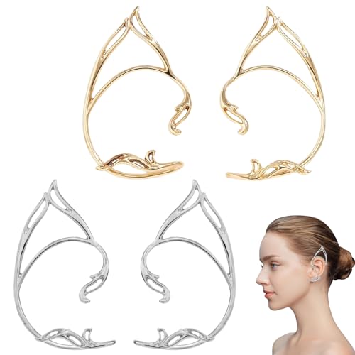 CQXSYTBN Lot de 4 Boucles d’Oreilles Gothiques Elfe, Clips Oreille Vintage Féériques pour Pâques et Carnaval, Accessoire Cosplay Elfique sans Perçage, Bijoux Fantaisie Festival