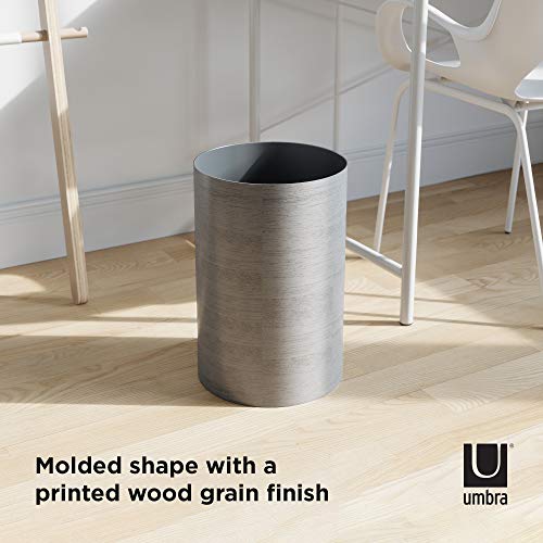 Umbra Treela Small Trash Durable Garbage Can Waste Basket For Bathroom, Bedroom, Office And More | 4.75 Gallon Capacity With Stylish Light Grey Barn Wood Exterior Finish, Graywood #TOP4