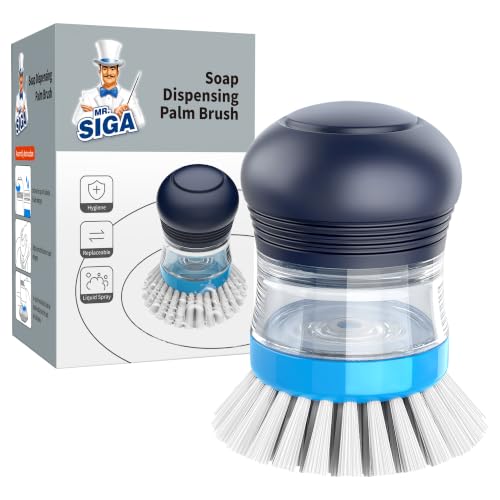MR.SIGA Soap Dispensing Palm Brush 1 Pack Navy/Blue