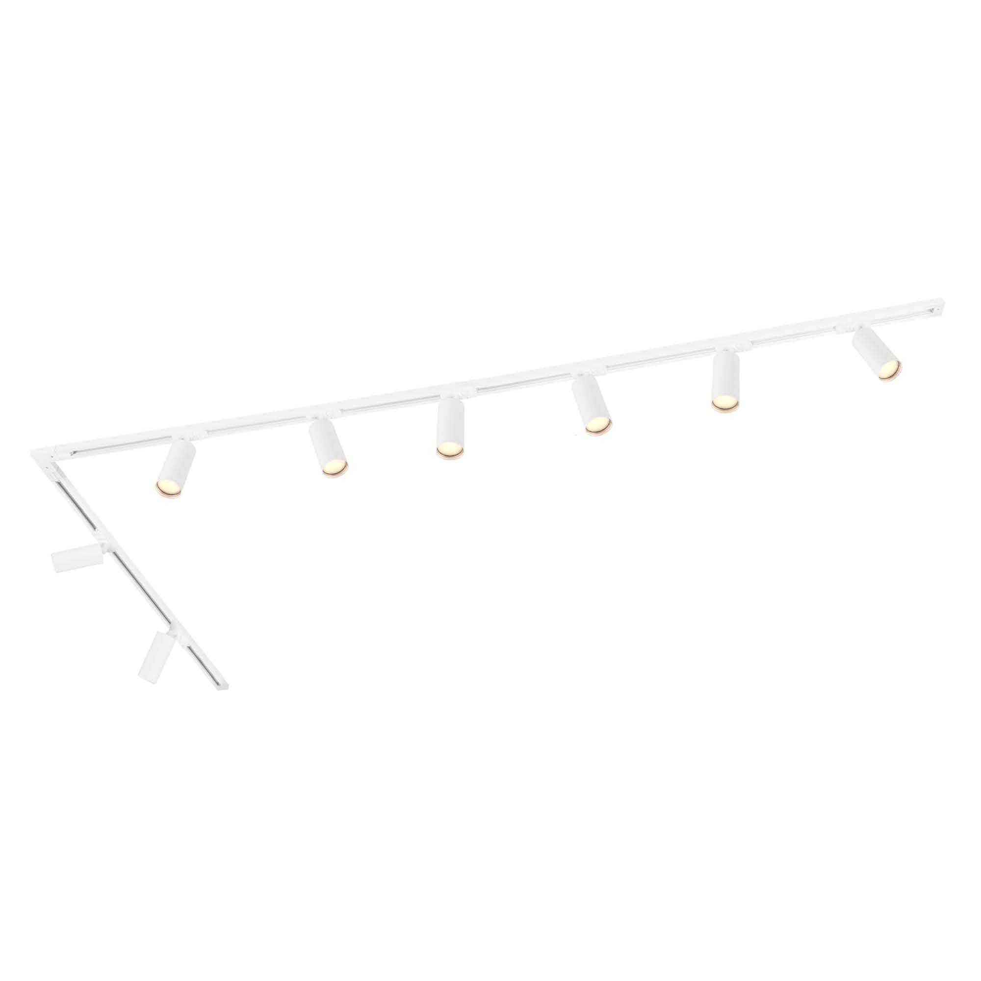Ledvion - Schienensystem lampen, 3m, 1-Phasen, ohne GU10 Leuchtmittel, Weiss, 8-flammig Spot, spotlight, deckenspot, deckenstrahler, strahler lampe