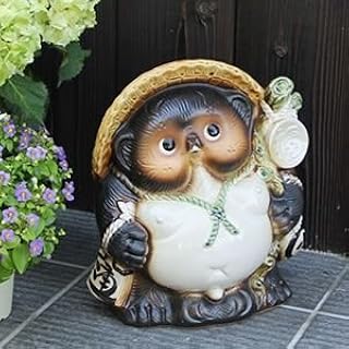 信楽焼 10号福々オス狸 しがらきハンカチパッケージ 信楽焼き 陶器 しがらきやき たぬき タヌキ 置物 置き物 おきもの 縁起物 進物 ギフト ta-0001 (幅270×奥行225×高さ300mm)