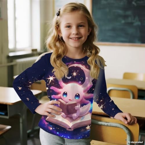 Image of Renewold Boys Girls Tees Kids T-Shirt Long Sleeve Crewneck T Shirts Casual Athletic Tops Clothing for Home School Travel