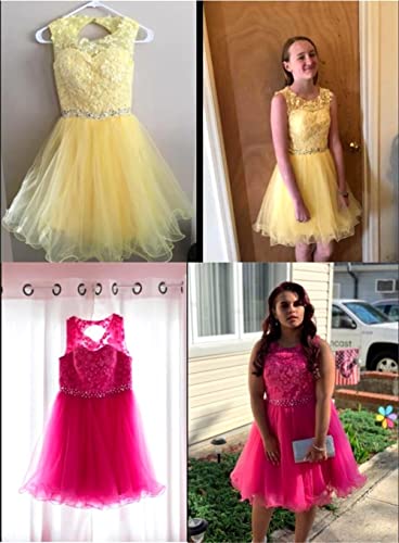 Dydsz Women's Short Prom Dresses For Teens A Line Tulle Homecoming Party Cocktail Gown D126 Champagne 8 #TOP4