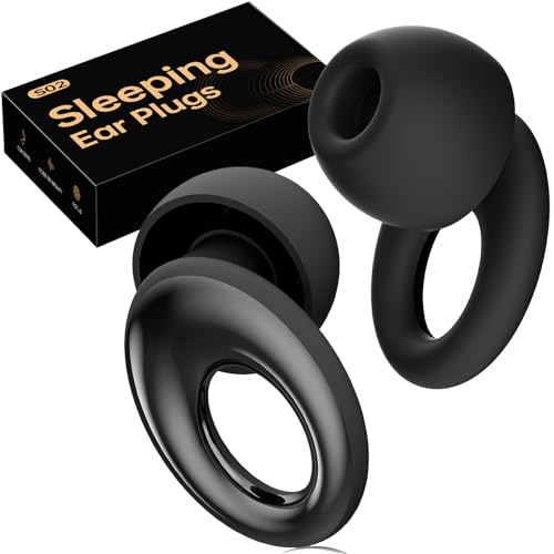 Ear Plugs for Sleeping Noise Cancelling, 30dB Noise Reduction, Reusable Silicone Earplugs for Snoring Solution, Comfortable Fit with 4 Sizes and Carrying Case (Black)