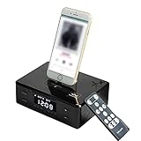 ♥ función de reloj de alarma y radio: con la función de despertador, la configuración de reloj de alarma dual, la música del reloj de alarma puede estar en el costo. La máquina viene con timbres, radio FM, música móvil, disco en U. radio FM.