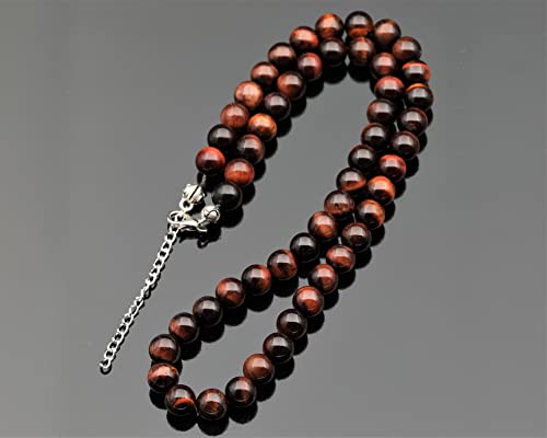 Natural Red Tiger Eye Beaded Choker, Genuine Red Crystal Necklace, Fancy Gemstone Choker, 8mm Beads, Unique Fashion Jewelry, Healing Crystal Chakra Necklace, Durable Necklace, Capricorn Necklace4