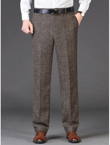 VENNYNG Men's Tweed Dress Pants Vintage Winter Trousers Knit Herringbone Outdoor Daily Formal Business Wedding3