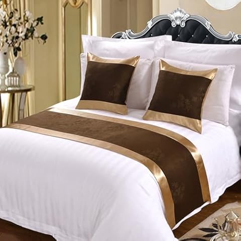 SXLXYOF Fashion Single Double Bed Runner Jacquard Bedspread No Fading Coverlets Matching Cushion for Hotel Home Guesthouse Bedding Scarf Scarves,B-2*Pillowcase Cover