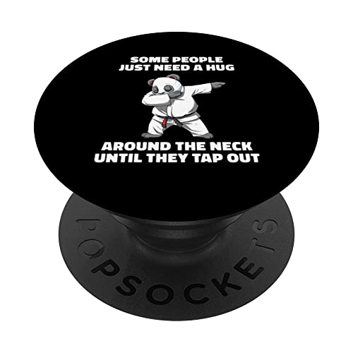 Funny Jiu Jitsu Choke Hug - Dabbing BJJ Grappling Panda PopSockets Swappable PopGrip, Black