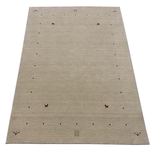 Gabbeh Alfombra beige 100% lana color liso teñido a mano tejido G84