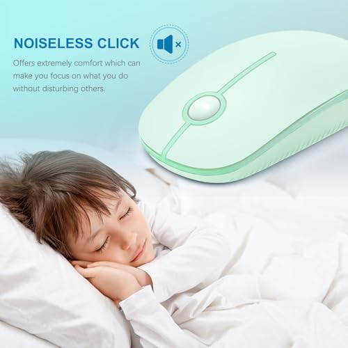 Image of VssoPlor Wireless Mouse, 2.4G Slim Portable Computer Laptop Mouse with Nano Receiver Quiet Silent Optical Mice for Notebook, PC, Laptop, Computer-Light Green