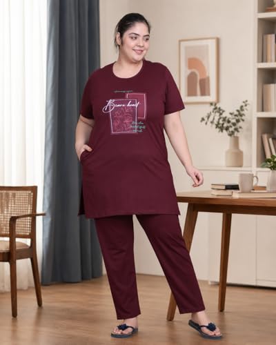 Image of In Love Women's Printed Cotton Plus Size Longline T-Shirt with Pockets | Cotton fabric - soft longline T-shirt with easy plus-size fit