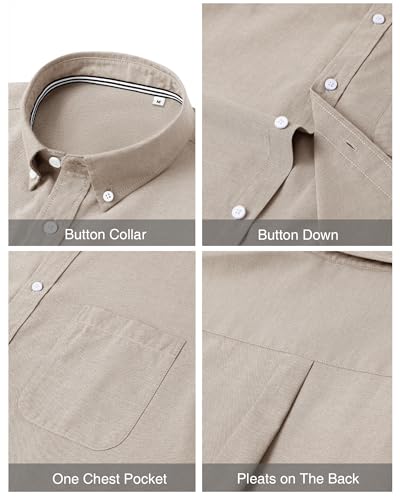 Image of J.VER Men's Oxford Shirt Solid Casual Button Down Collar Shirts Long Sleeve Dress Shirts with Pocket
