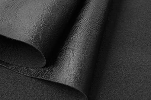 Image of Wento Thick 1 Yard Faux Leather Soft Skin Grain PU Fabric for Furniture Cover, Reupholster Sofa Chairs, Cushions, Vinyl Upholstery (1yard, Black)
