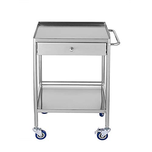 Dyrabrest KOUGERPJU3 2 Layers Household Utility Carts Stainless Steel Rolling Medical Carts With Wheels, Mobile Metal Lab Rolling Trolley Carts Serving Dental Cart thumb #5