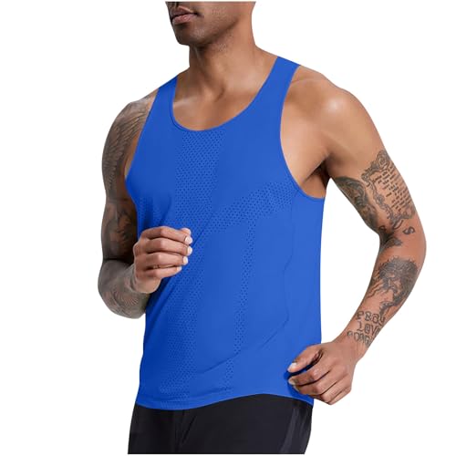 Men's Tank Tops Breathable Solid Color Quick Dry Crewneck Shirt Sleeveless Slim Trendy 2025 Outdoor Workout Tanks