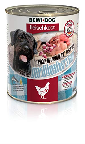 BEWI DOG Nourriture à la Viande Riche en cœur de volaille [400 g] Boîte | Nourriture Humide pour...