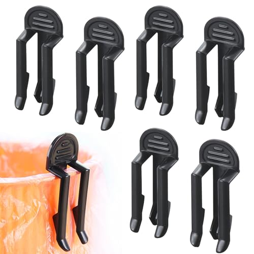 XINCHENG 3 Pairs Rubbish Bag Clip, Black Garbage Bag Clips, Fixed Waste Bin Bag Holder Clip, Waste Can Trash Bag Clamp Holder, Rubbish Bin Liners Non-Slip Junk Clip