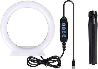 Dariokki 18cm LED Ring Light with 9cm Tripod Dimmable Ring Light for Makeup Video Live Light Rim for Selfie
